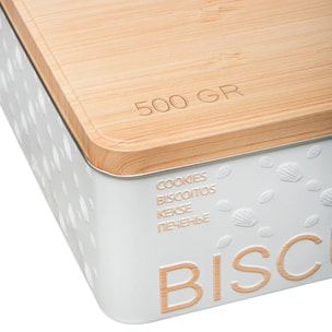 Boîte biscuits métal "Scandinave Nature" blanc