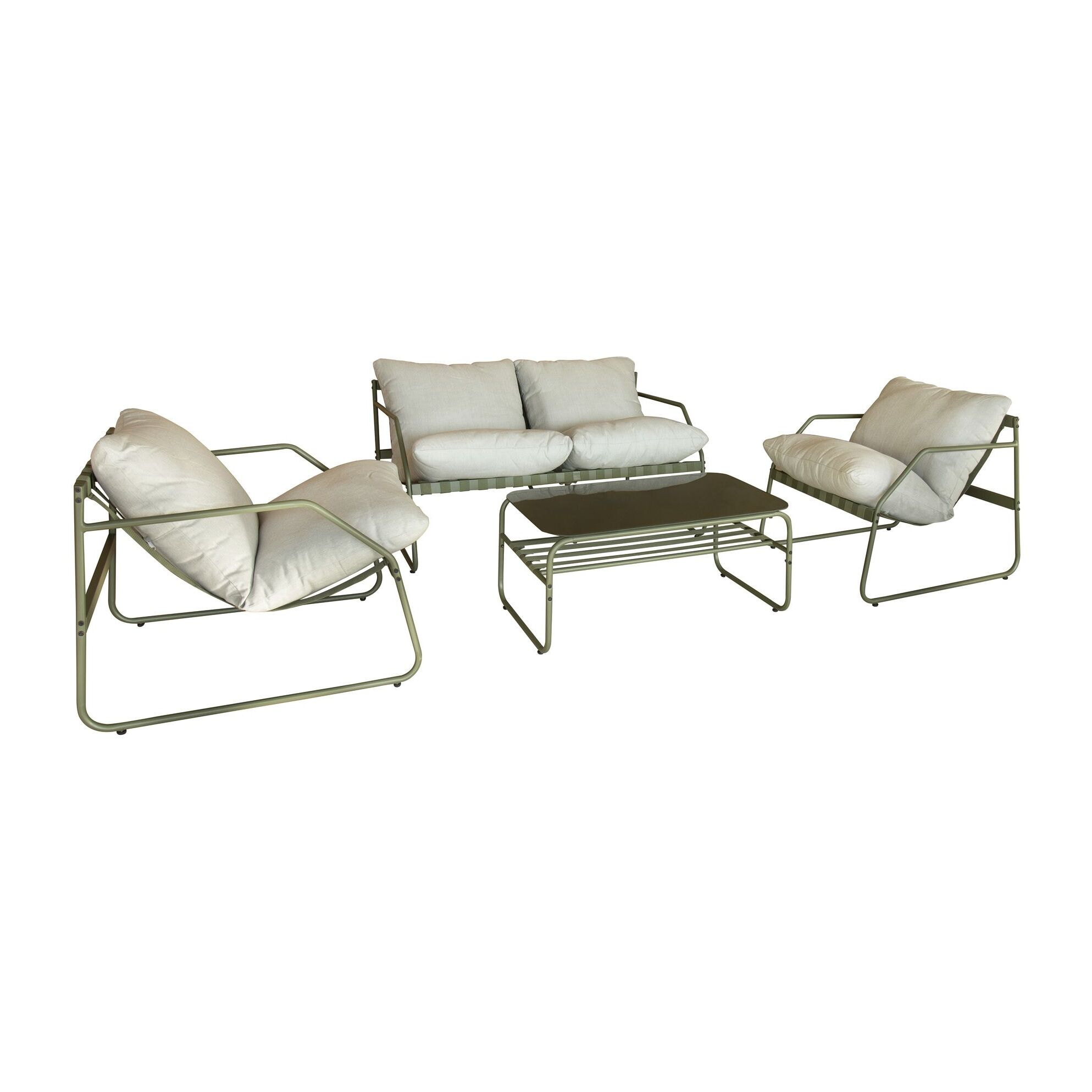 Salon de jardin vert 4 places acier inoxydable FLORENCE