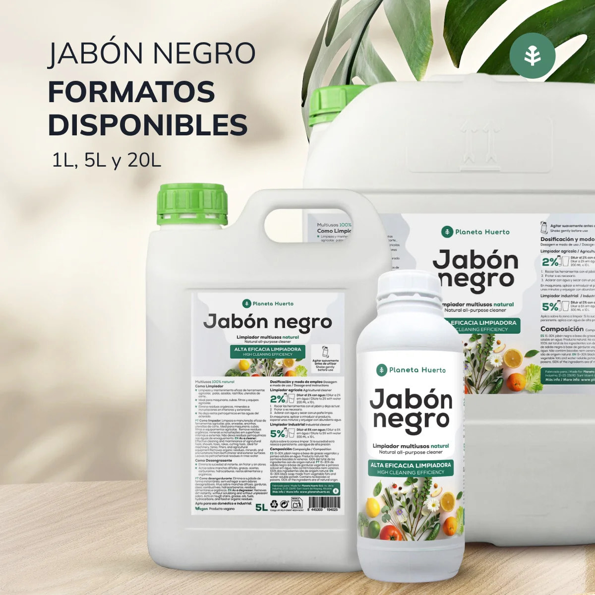 Jabón potásico Negro Planeta Huerto 20 L