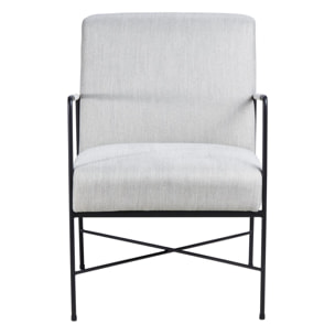 Fauteuil chevron gris pieds métal Luis