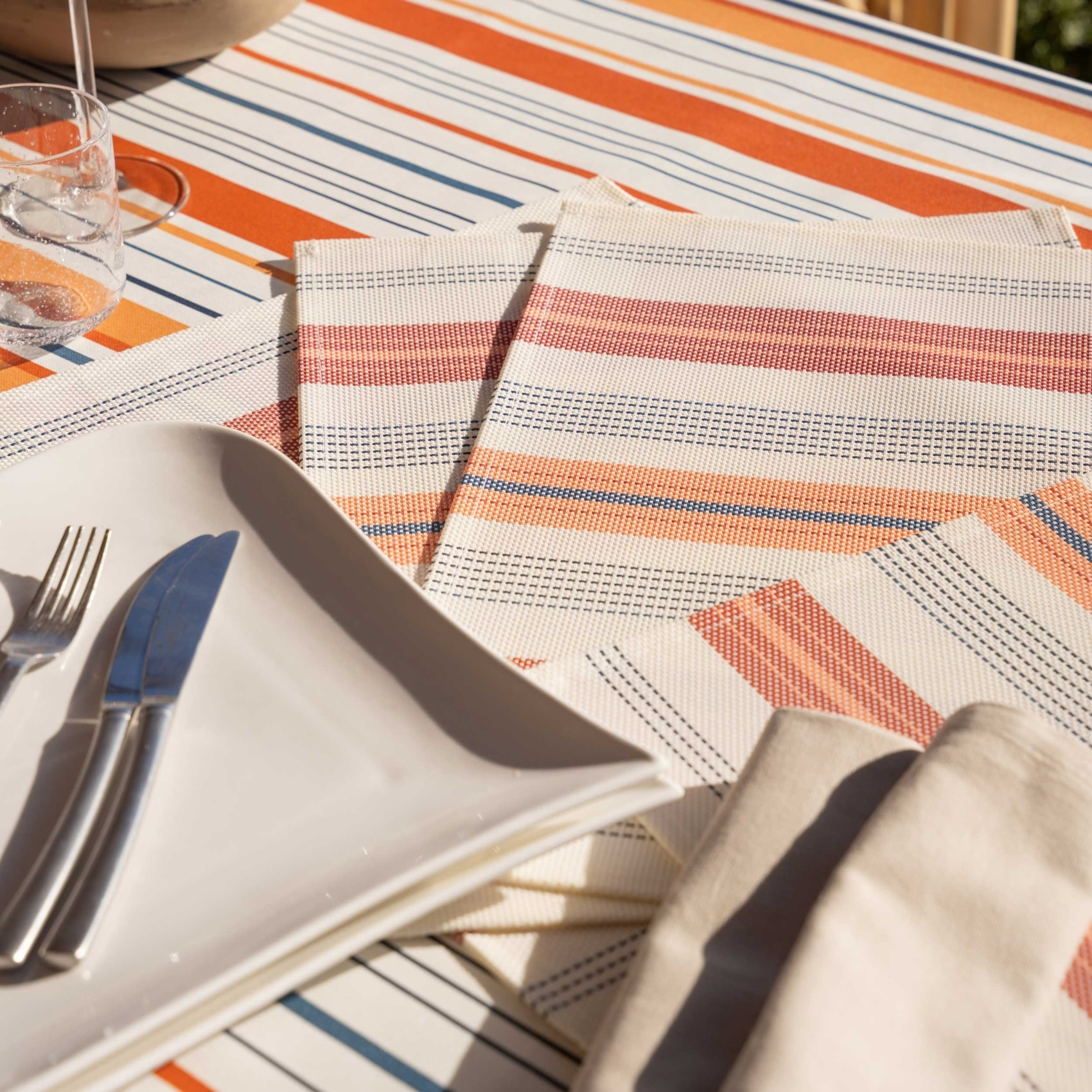 Set de table rectangulaire enduite - Terracotta