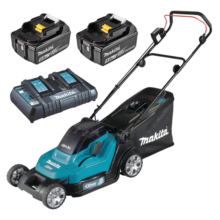 Cortacésped 36V 2X18V Li-Ion 43 cm + 2 Baterías MAKITA - DLM432PT2