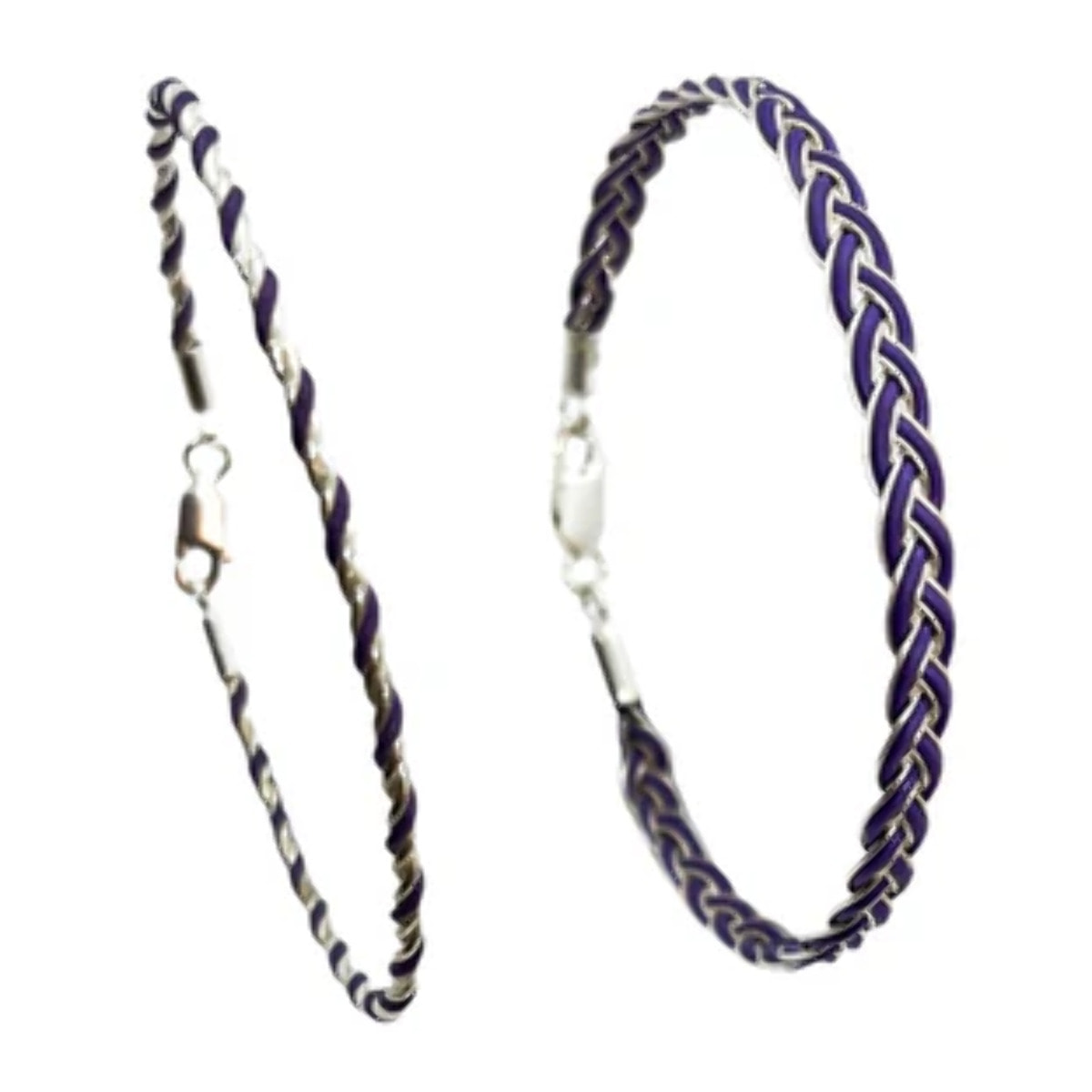 Conjunto de pulseras trenzadas plata 925 violeta