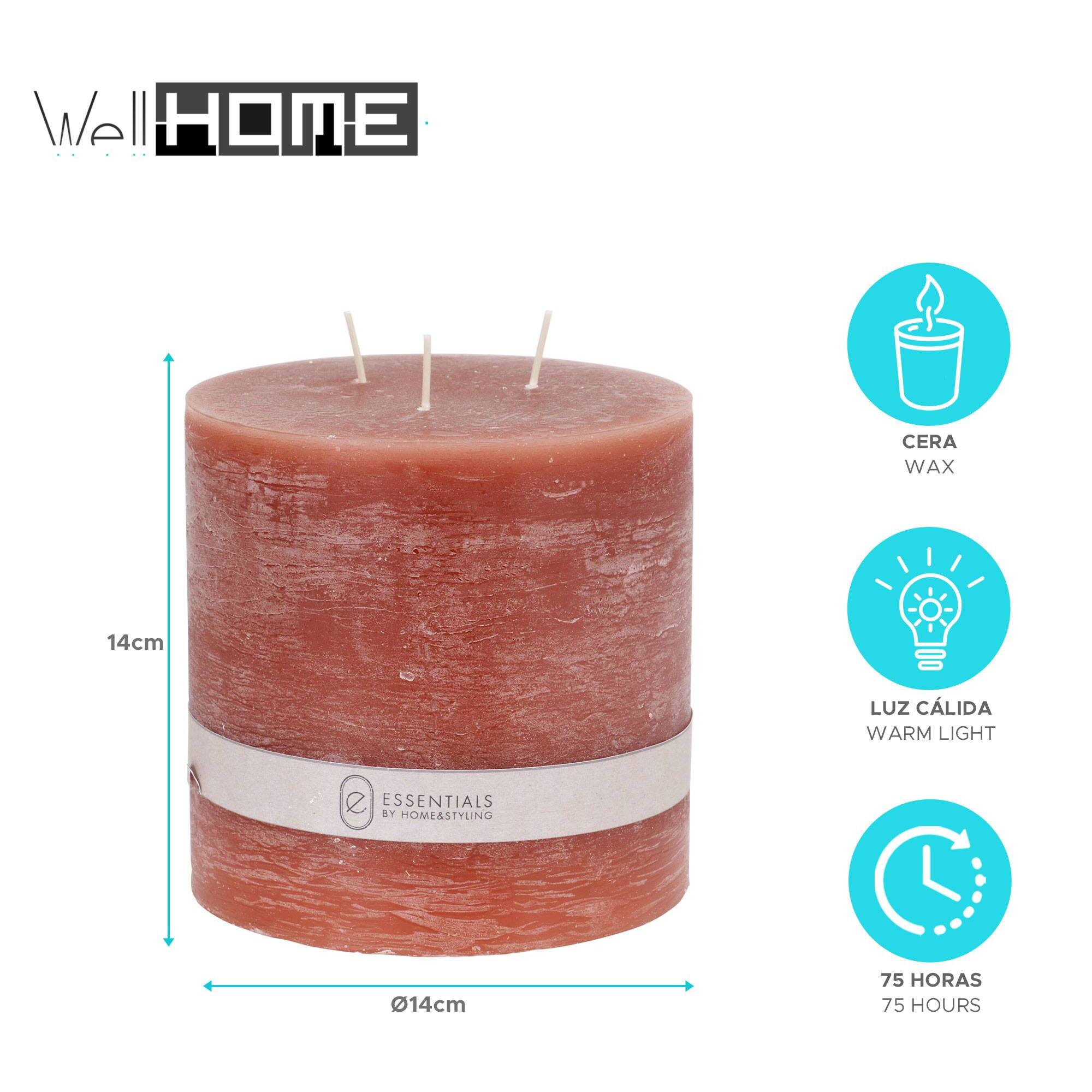 Vela Pilar Marrón Ø14x14cm con 75h de combustión