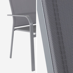 Lot de 2 fauteuils de jardin BUFFALO empilables aluminium et textilene anthracite. 64.5 x 45.5 x 89.5 cm