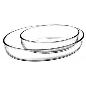 Lot de 2 plats à four ovale en verre 26cm et 35cm MIRABELLE