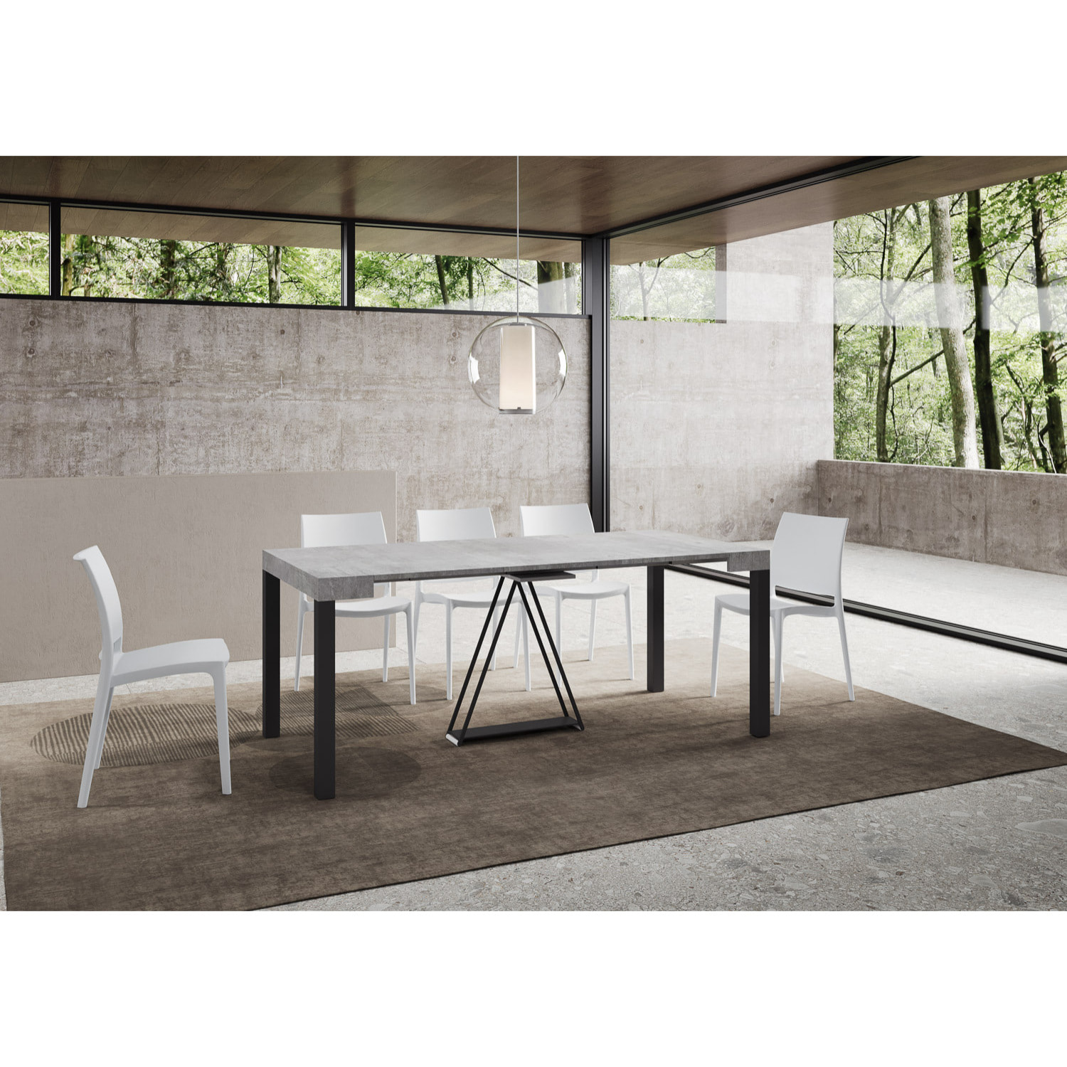 Consolle allungabile 90x40/196 cm Tiris Small Cemento telaio Antracite