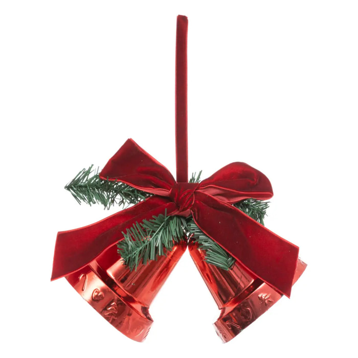 Décoration de sapin cloches rouge 20cm