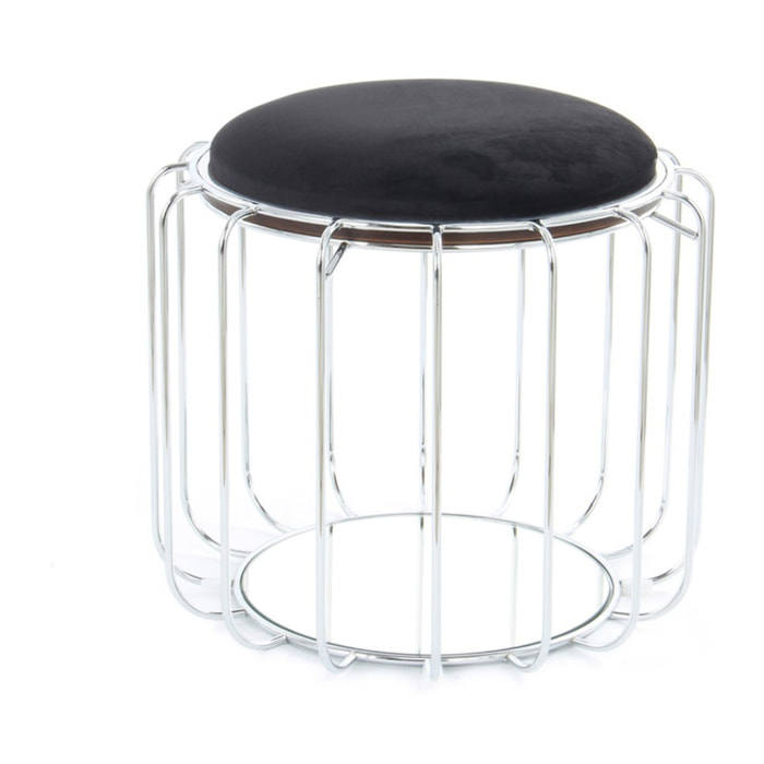 Tavolino e pouf trasformabile Comfortable 110 nero e argento