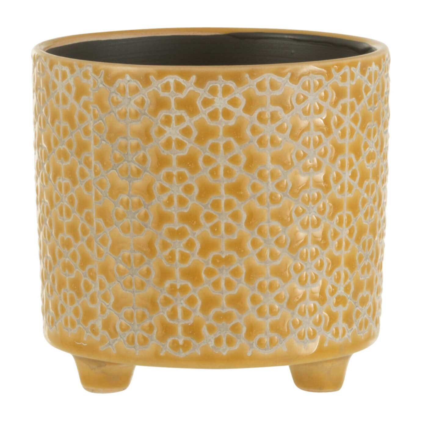 J-Line cache-pot Fleur - céramique - ocre - small - 2 pièces - Ø 12 cm