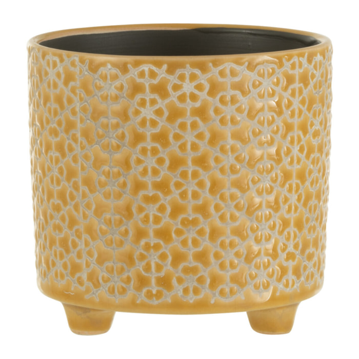 J-Line cache-pot Fleur - céramique - ocre - small - 2 pièces - Ø 12 cm