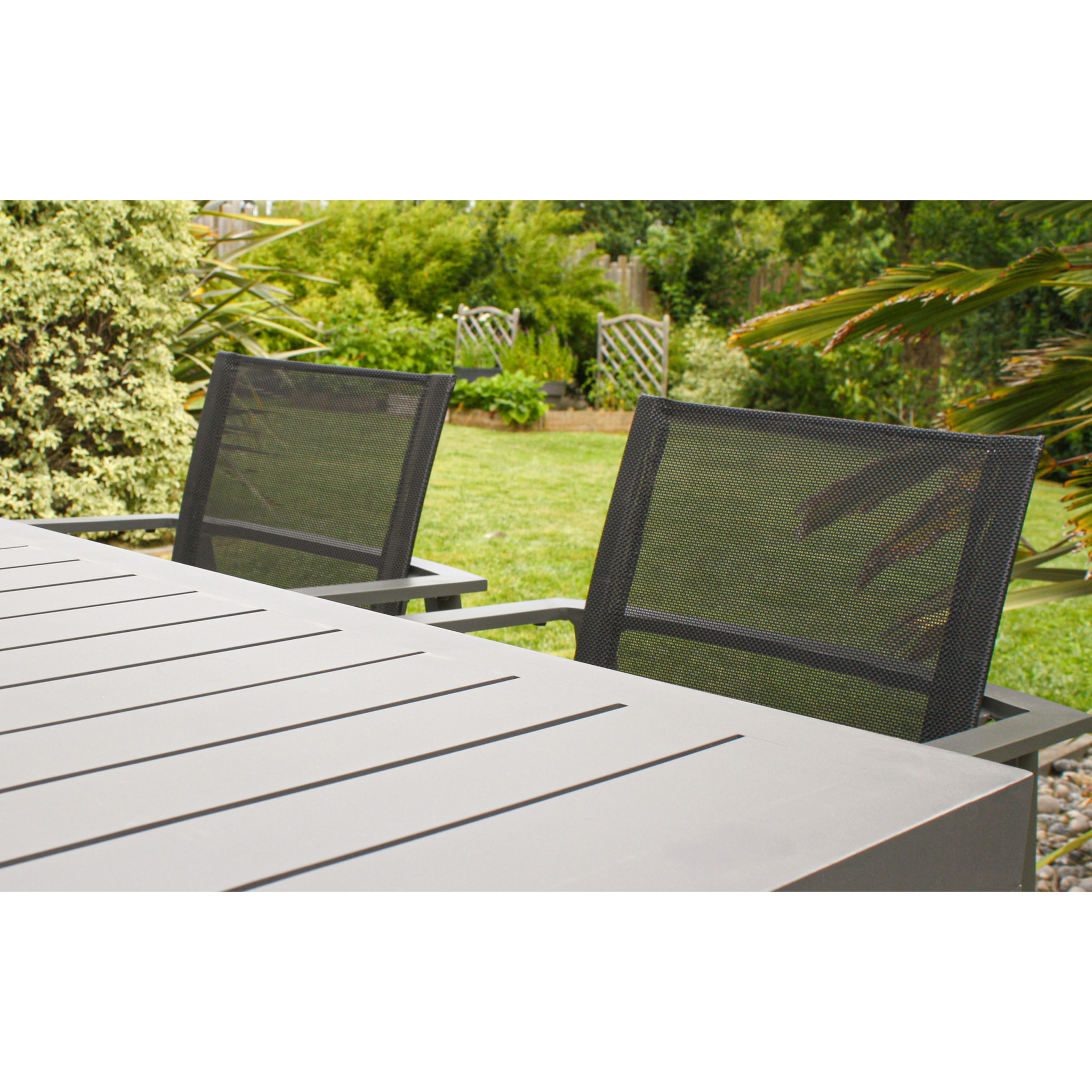 ALU-MIAMI - Lot de 2 fauteuils de jardin empilables en aluminium