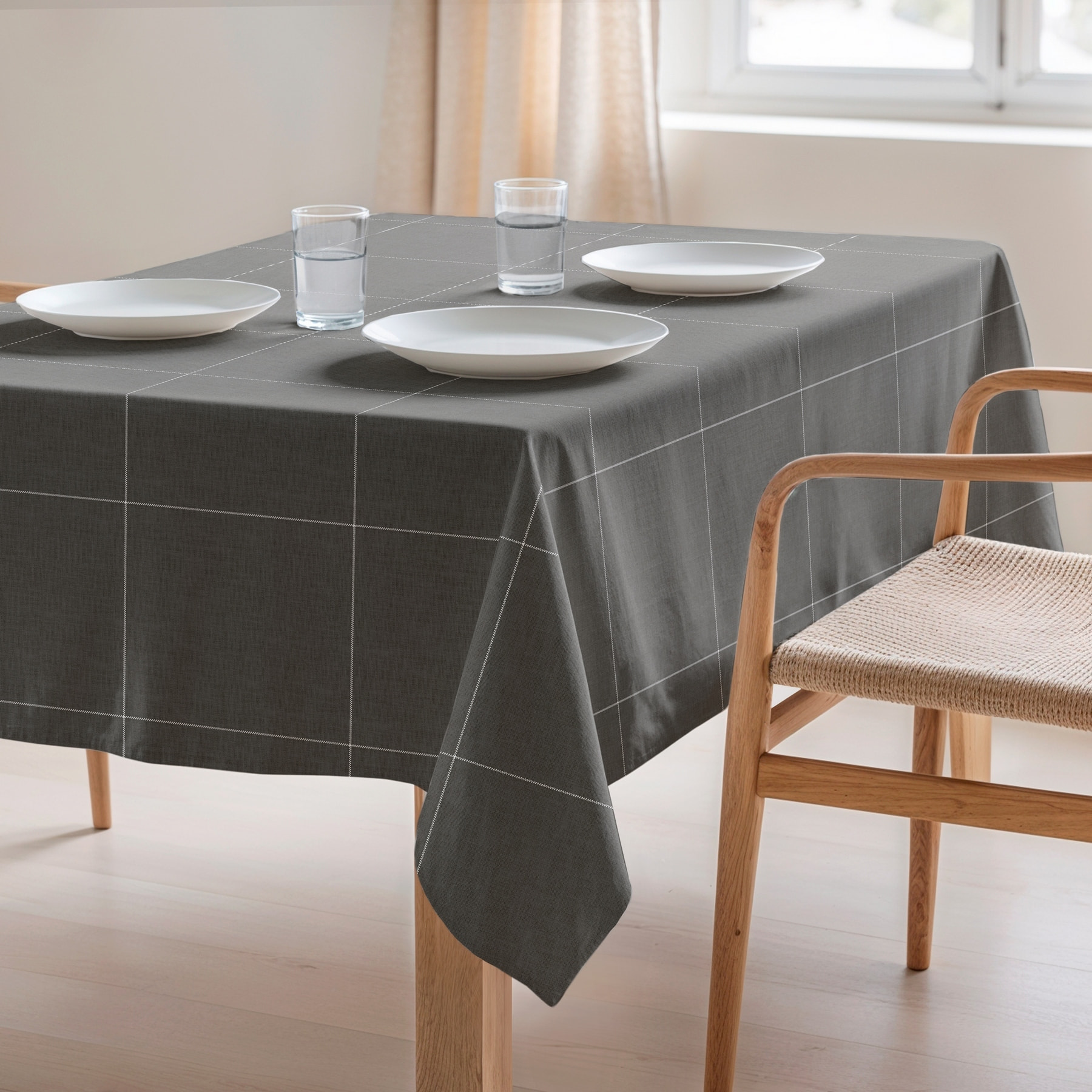 Mantel estampado antimanchas LAO ANTRACITA