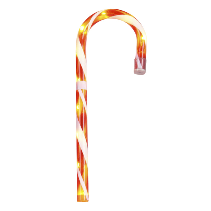 decoración navideña bastón de caramelo con luces led de 120cm en colores rojo y blanco