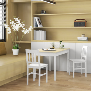 Table à manger grand plateau 4-6 personnes dim. 119L x 70l x 75H cm blanc aspect bois clair