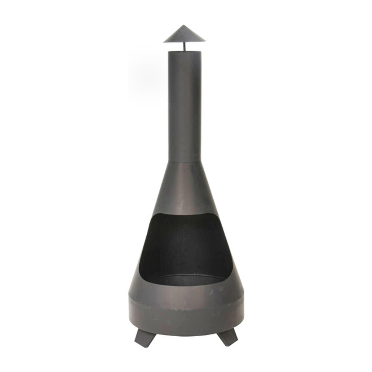 Caminetto da esterno Falcon in acciaio con comignolo 118 cm, braciere a legna grande e stabile, stufa outdoor resistente fino a 800°C, design moderno elegante, ideale per giardino terrazzo patio e veranda