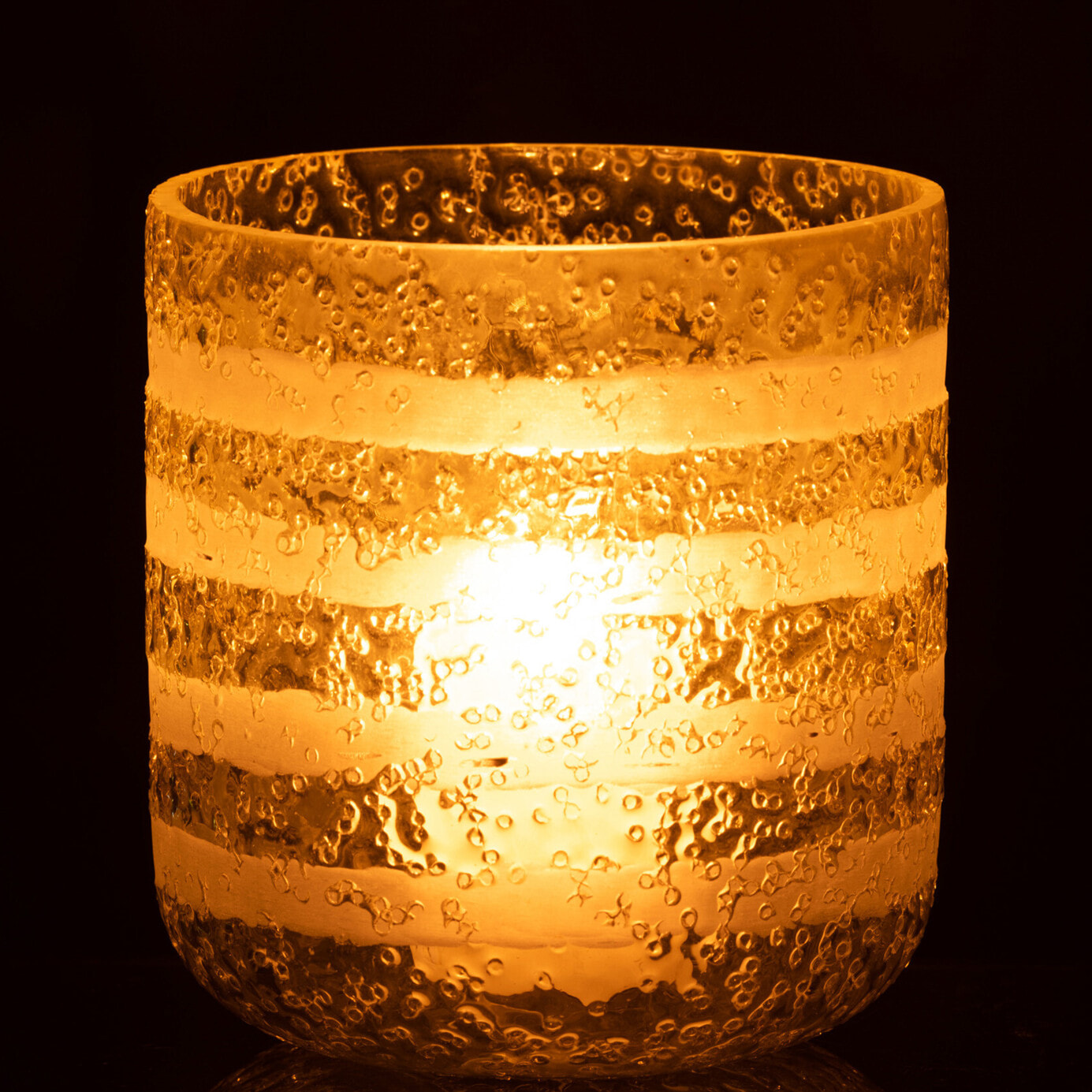 J-Line photophore Lignes - verre - jaune/blanc - large