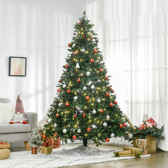 Sapin de Noël artificiel lumineux LED x 700 blanc chaud + support pied Ø 132 x 210H cm 2154 branches vert