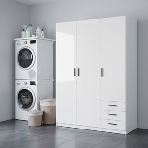 Armadio Con 3 Ante R 3 Cassetti Barra Appendiabiti E 4 Ripiani Di Cui 2 Regolabili Design Moderno Capiente Camera Letto  147 x 49.8 x 200.4 Cm Bianco