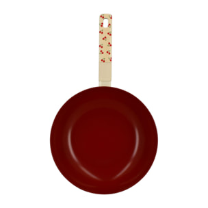 Wok 28cm en aluminium cerise - tous feux CERISE