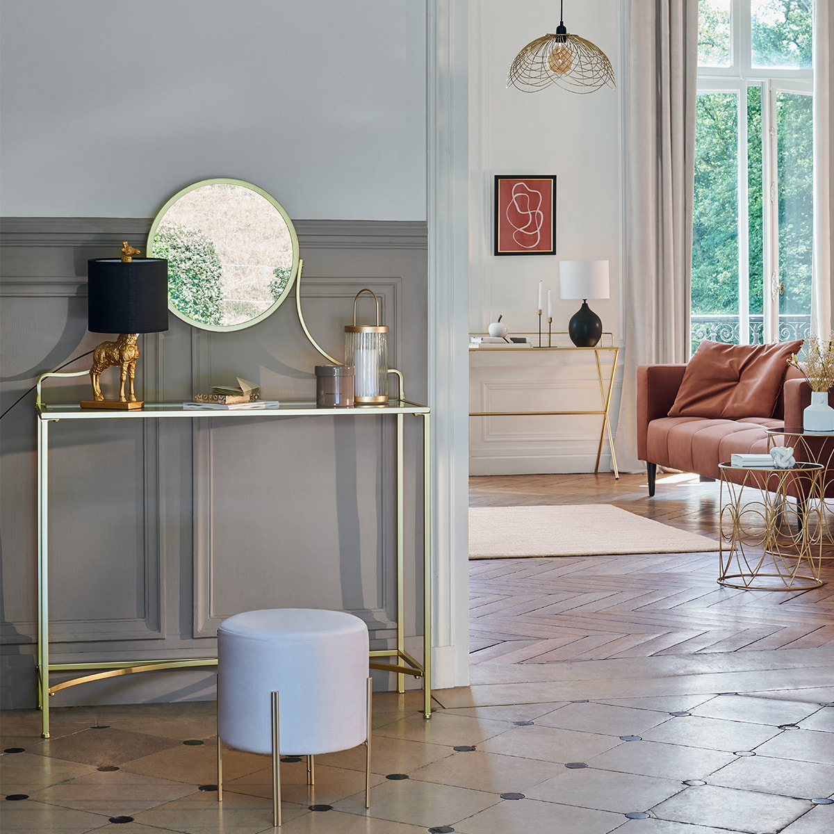 Coiffeuse "Artif" - doré - verre