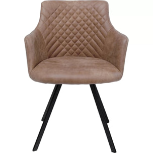 Chaise avec accoudoirs pivotante Coco marron Kare Design