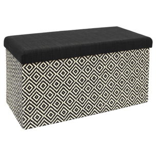 Coffre Banc Pliable Tresse Noir