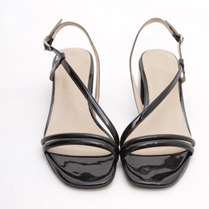 SANDALO FASCETTE VERNICE NERO