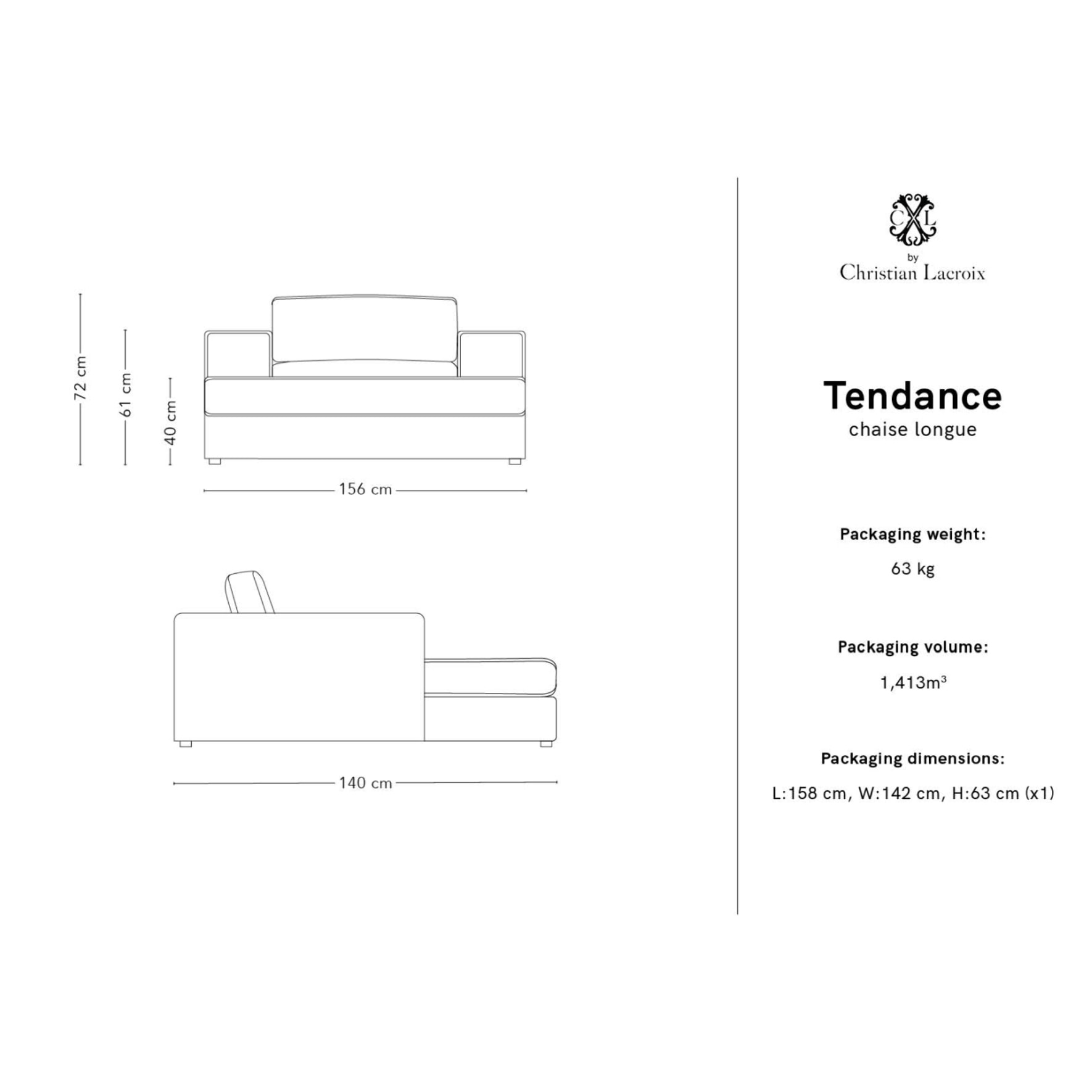 Méridienne "Tendance" en tissu structurel menthe