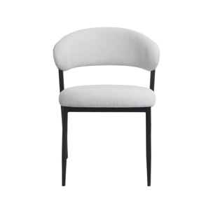 Lot de 2 chaises de salle à manger en tissu et métal "Edena" - Gris clair