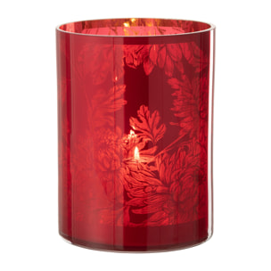 J-Line Photophore Fleurs Verre Rouge Extra Large