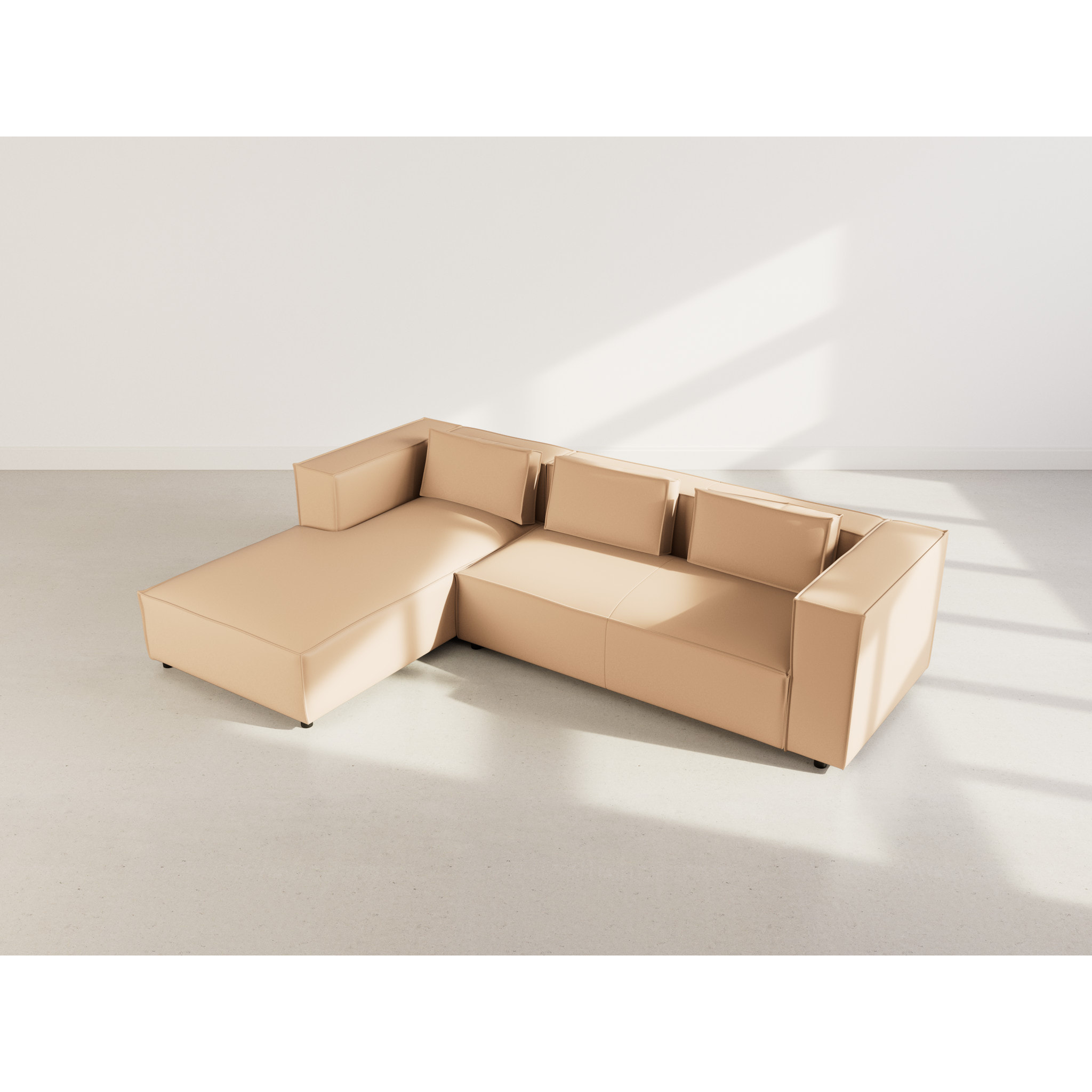 Stella - canapé d'angle gauche 4 places en simili - Taupe