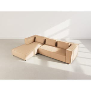 Stella - canapé d'angle gauche 4 places en simili - Taupe