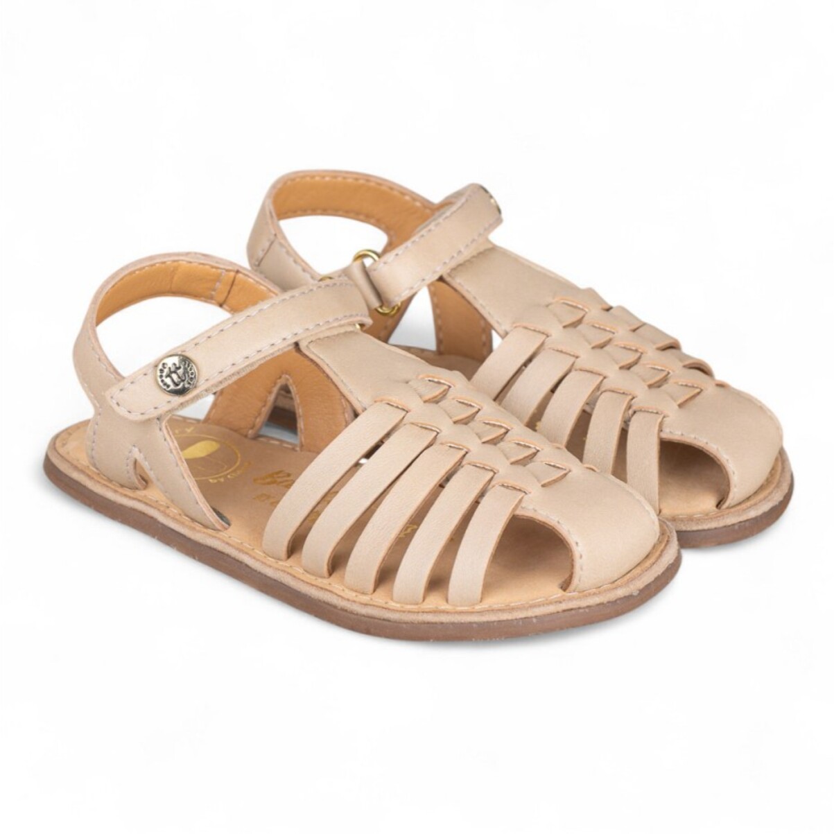SANDALIA BAREFOOT PIEL CHETTO CANGREJERA TRENZADA TAUPE