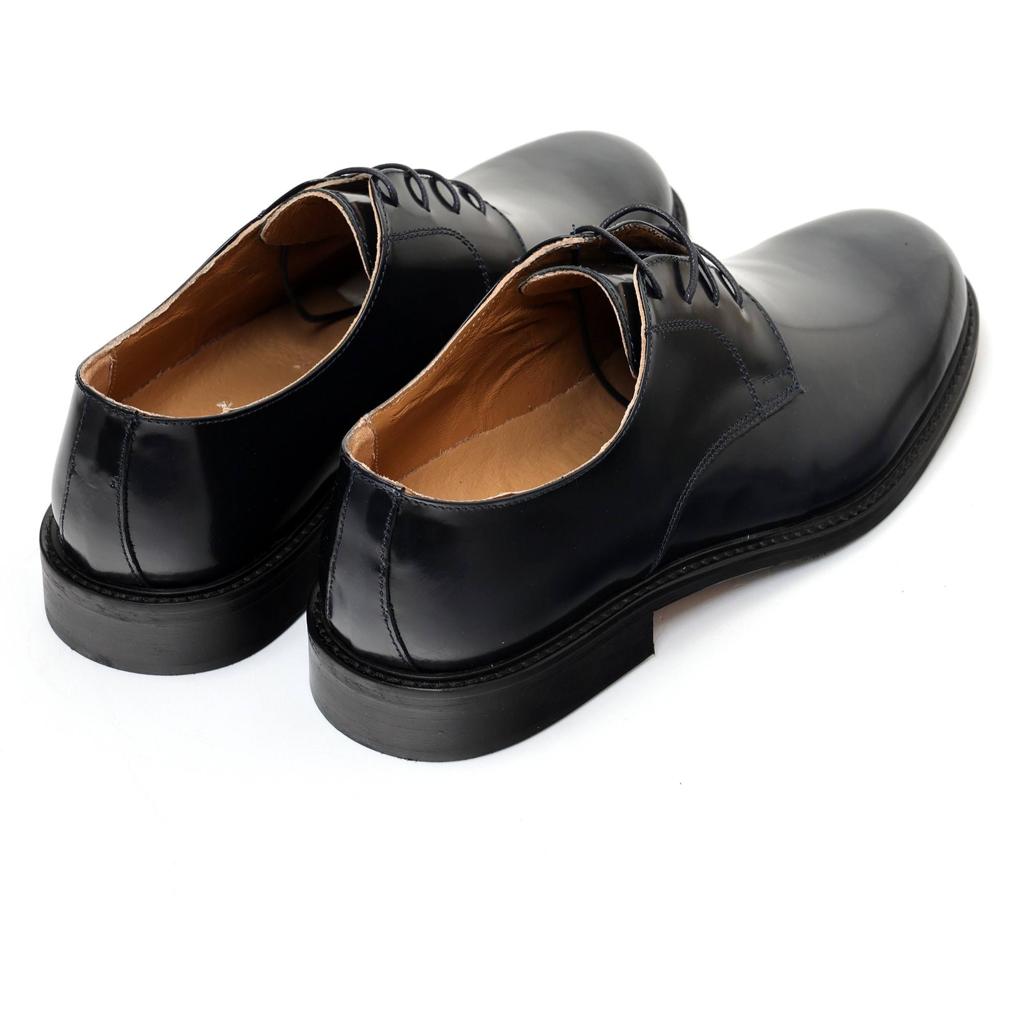 Derby stringate in pelle abrasivato con fondo cuoio antiscivolo Blu