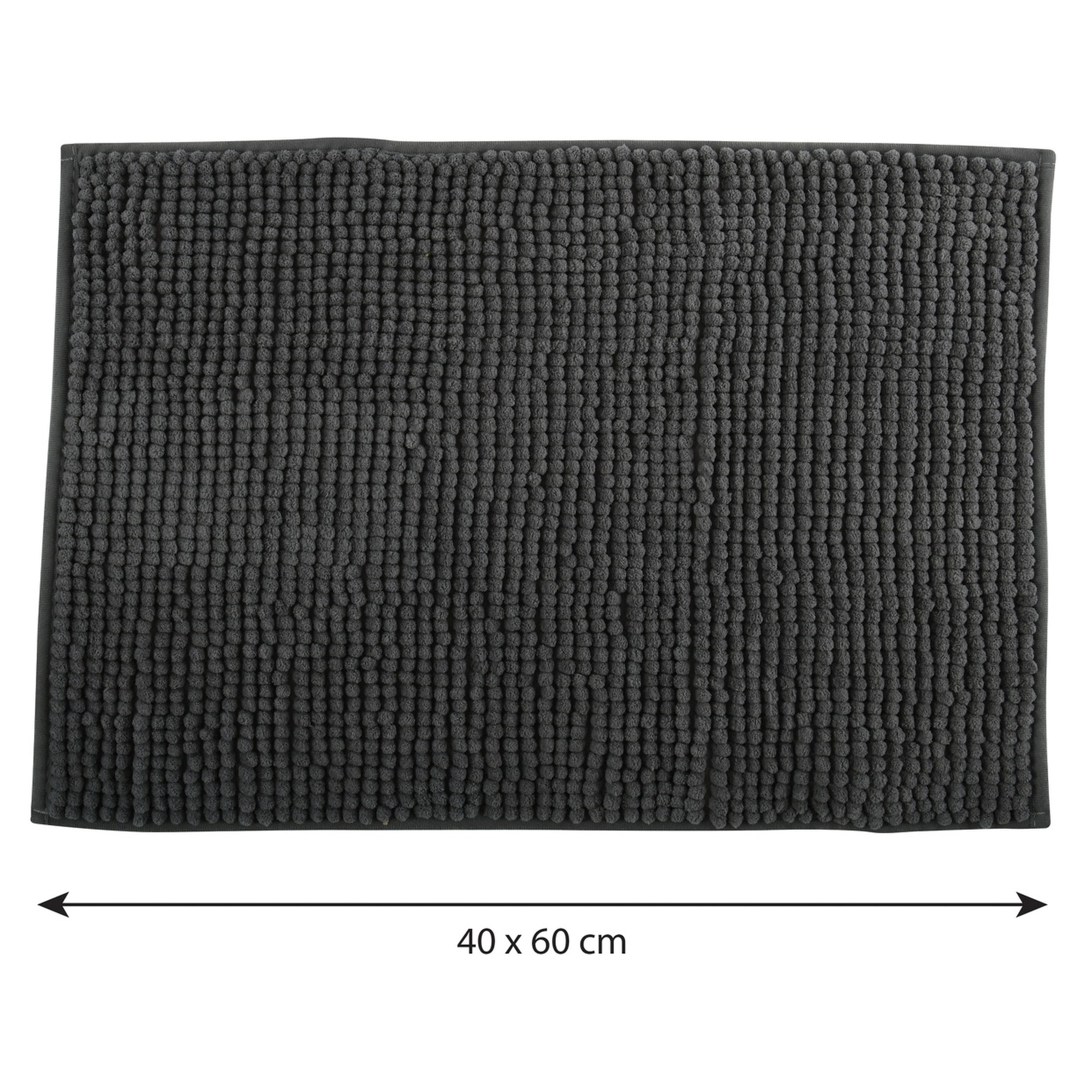 Alfombra de baño MSV "Chenille" de microfibra  en color gris 40 x 60 cm
