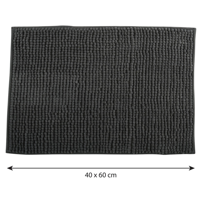 Alfombra de baño MSV "Chenille" de microfibra  en color gris 40 x 60 cm