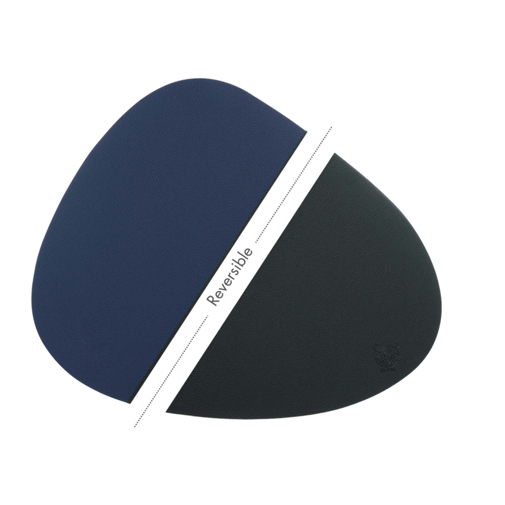 Set de table curve réversible - 6 pièces - Cuir recyclé bleu nuit et gris anthracite
