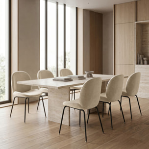 Sedia Imbottita in Effetto Velluto con Gambe in Acciaio, Design Moderno ed Elegante per Sala da Pranzo, Cucina, Soggiorno, Studio e Ufficio
