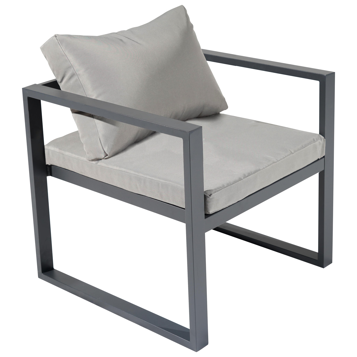 Salon de jardin IBIZA en tissu gris 4 places - aluminium anthracite