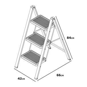 Ranger - Scaletto in acciaio a 3 gradini, pieghevole e leggero