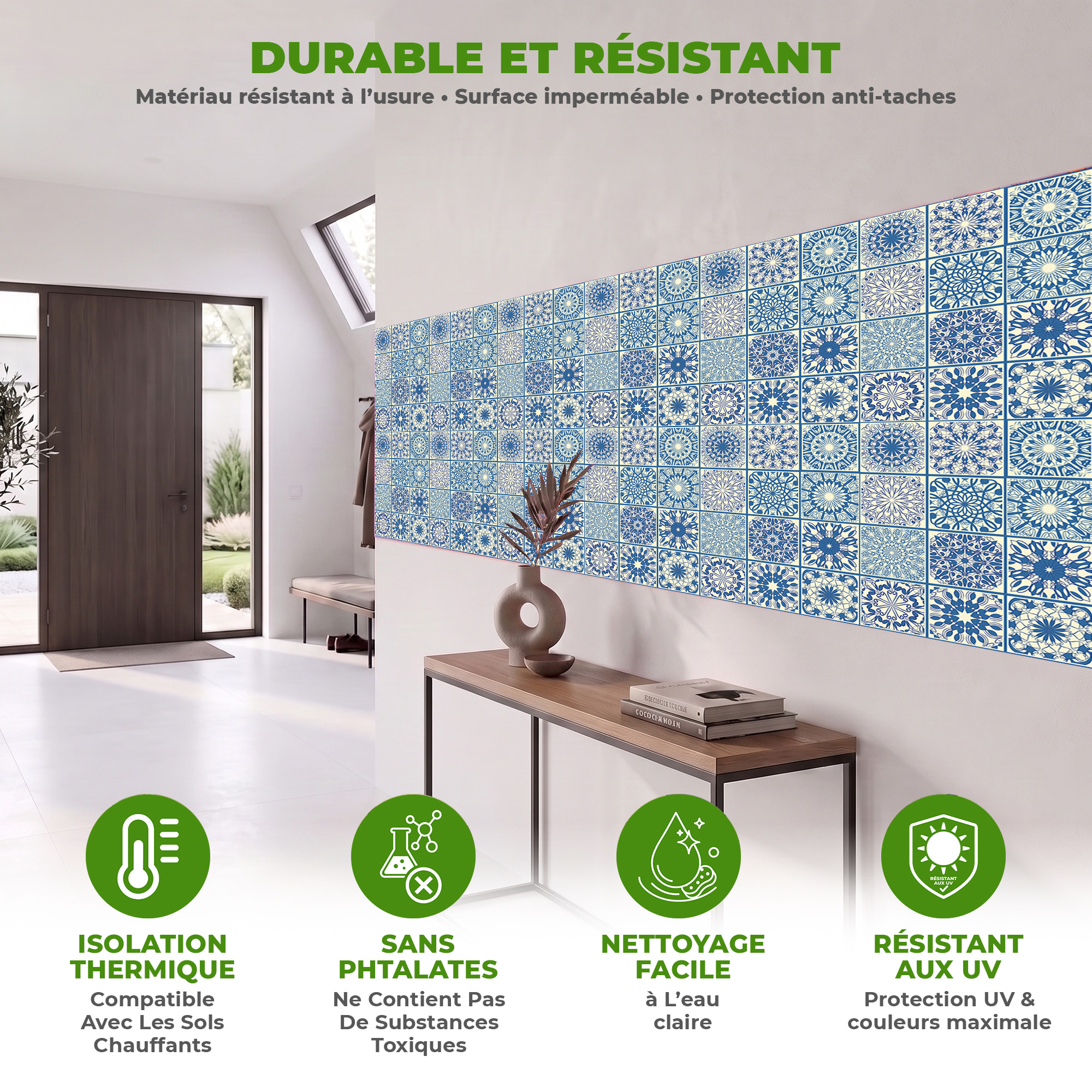 Stickers muraux - Sticker Mural Carrelage adhésif Cuisine Salle de Bain - 12 STICKERS CARRELAGES AZULEJOS EDOARDO