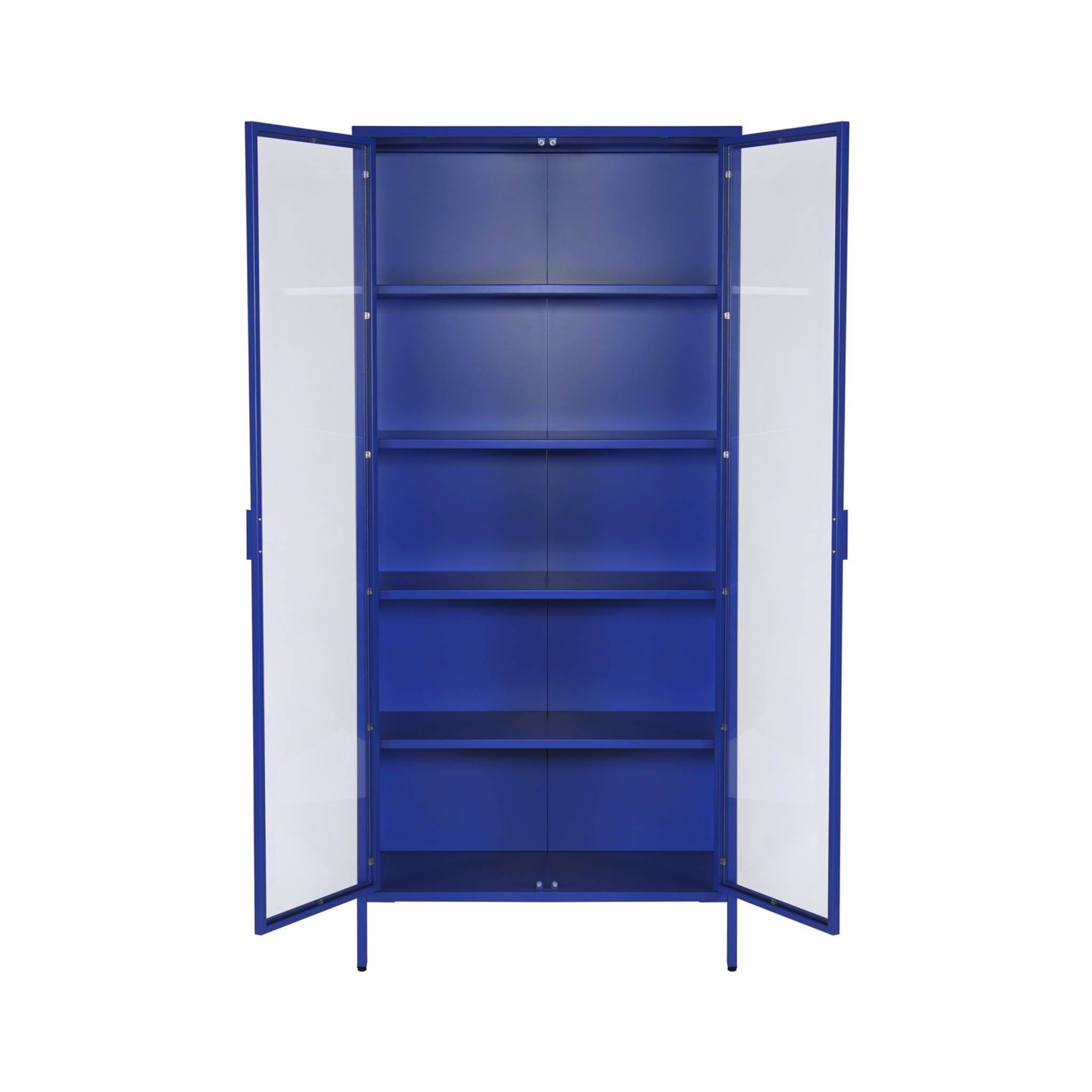 Buffet. vaisselier acier et verre trempé 2 portes 180cm bleu - Arkansas