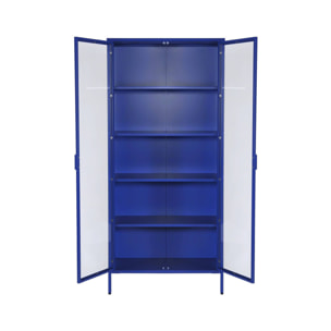 Buffet. vaisselier acier et verre trempé 2 portes 180cm bleu - Arkansas