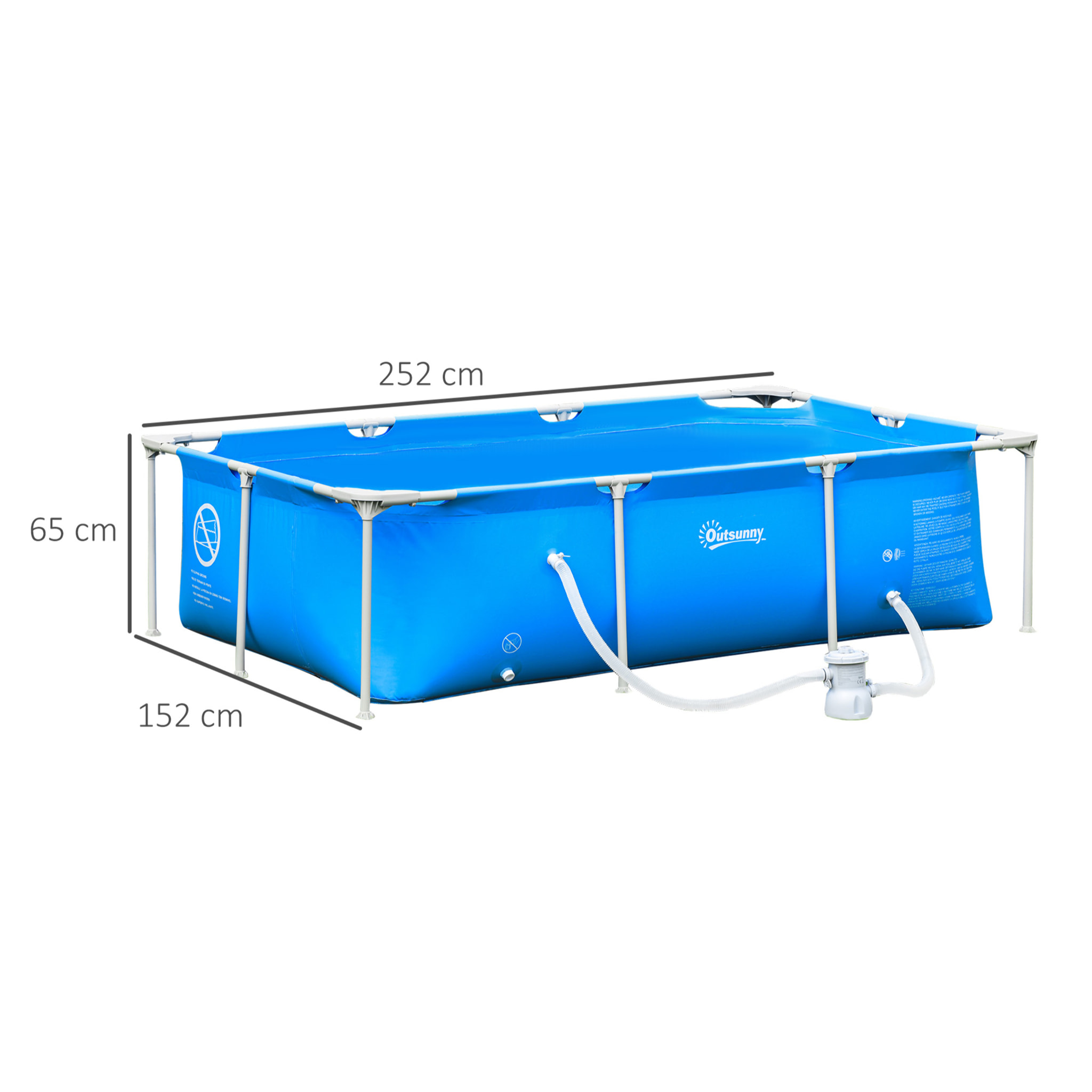 Piscina Desmontable 252x152x65 cm Rectangular con Depuradora Cartucho 2163L Azul