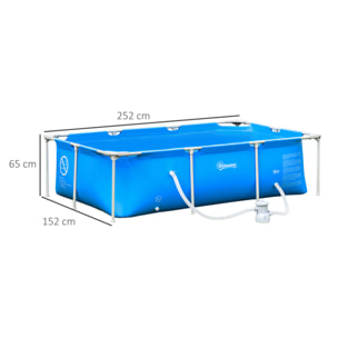 Piscina Desmontable 252x152x65 cm Rectangular con Depuradora Cartucho 2163L Azul