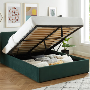 Pack lit coffre en velours + matelas + tête de lit - TINA & MEMO HR