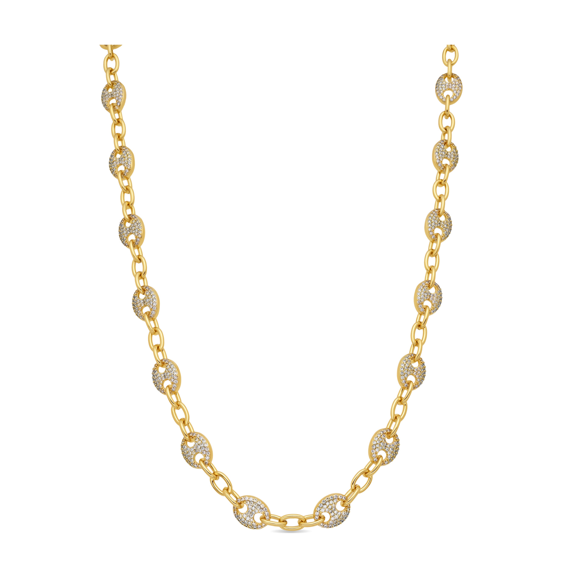 Collar de Aleación de Metal y Circonita Brillante acabado en oro amarillo de 18k