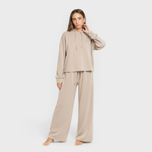 Felpa con cappuccio in stile modal da donna beige