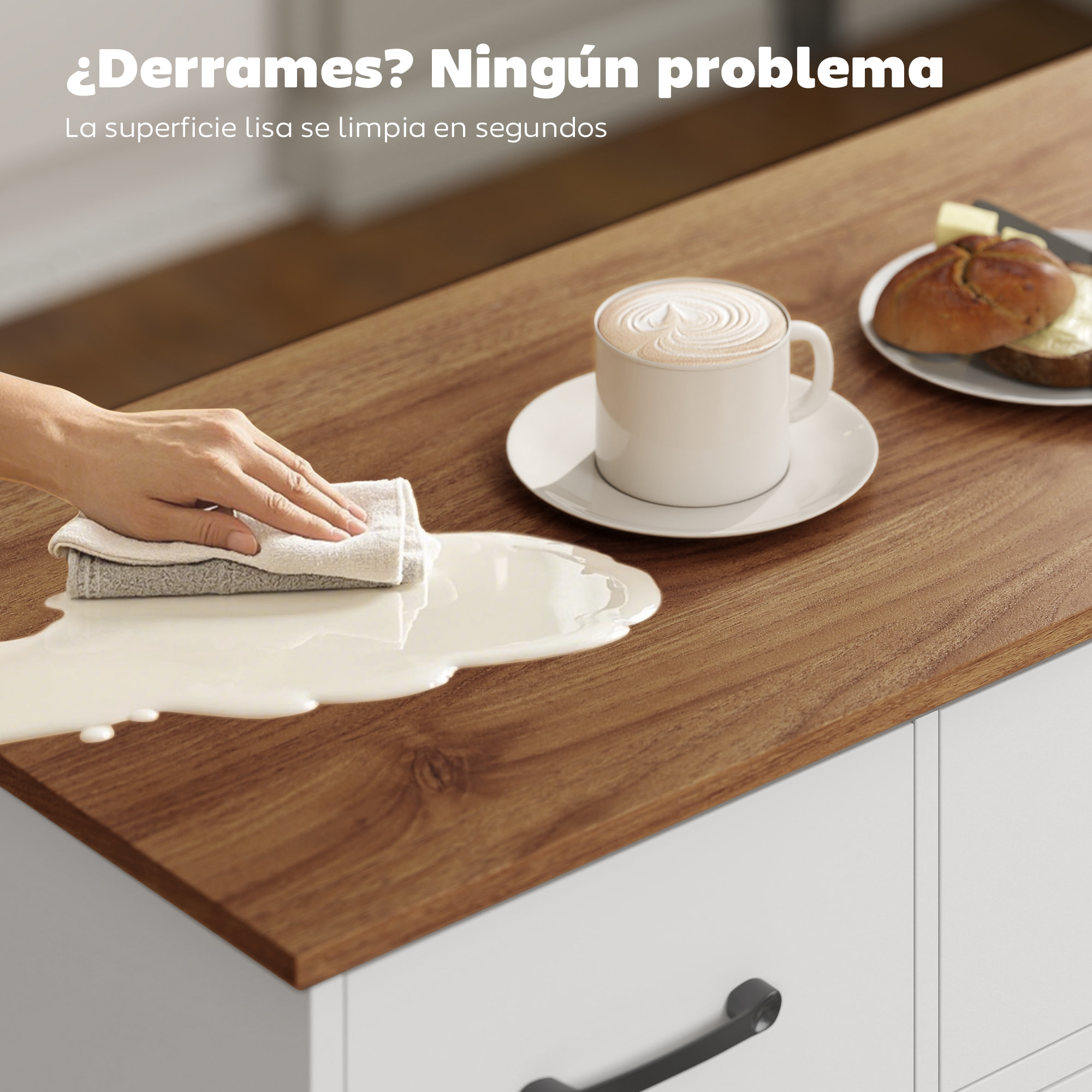 Aparador de Cocina Rústico, Armario de Cocina con 4 Estantes de Puerta, 3 Cajones, Estantes Ajustables, Puerta con Cierre Suave, Mueble de TV para 48-55 Pulgadas, 120x38x87 cm, Blanco y Nogal